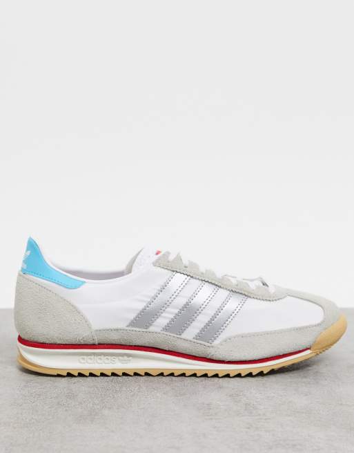 Ambicioso Pakistán Acrobacia adidas Originals SL 72 sneakers in white and silver | ASOS