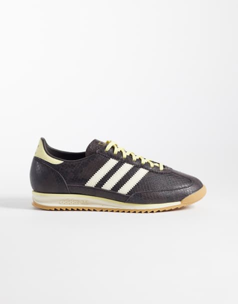adidas Originals SL 72 trainers in brown snake print and yellow - view 1