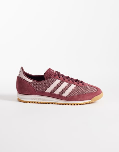 adidas Originals SL 72 woven crochet trainers in burgundy  - view 1