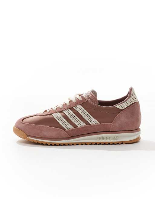 adidas Originals SL72 OG sneakers in light brown and cream crochet
