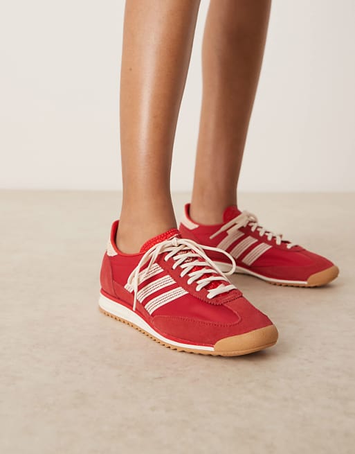 adidas Originals SL72 OG sneakers in red with crochet adidas Originals SL72 OG sneakers in red with crochet