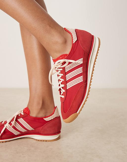 adidas Originals SL72 OG sneakers in red with crochet adidas Originals SL72 OG sneakers in red with crochet