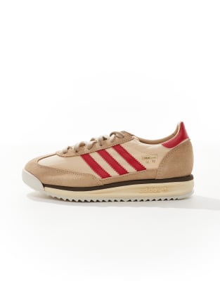 adidas Originals SL 72 RS sneakers in beige and red