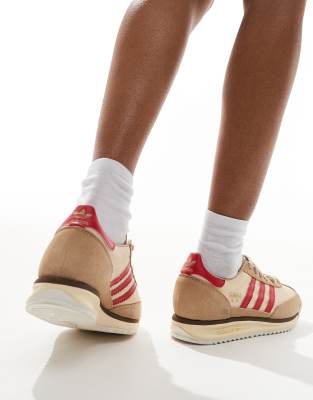 adidas Originals SL 72 RS sneakers in beige and red