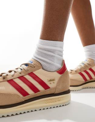 adidas Originals SL 72 RS sneakers in beige and red