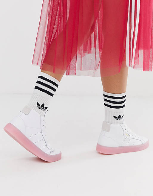 Originals Sleek Mid Top White and Pink | ASOS