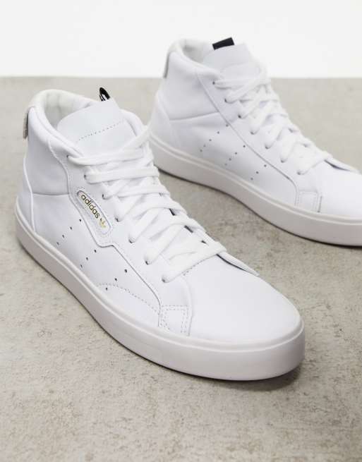 adidas Originals Sleek Mid Top sneakers in white and gray