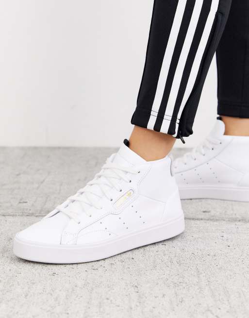 adidas Originals Sleek Mid Top sneakers in white and gray