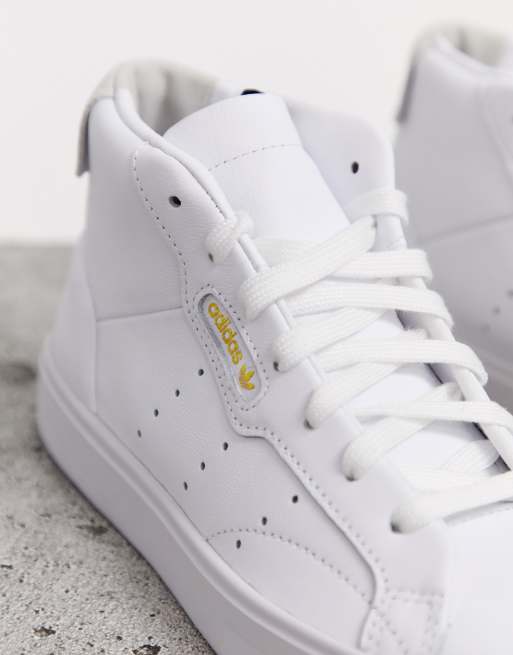 Adidas originals sleek mid top 2025 trainers in white and grey