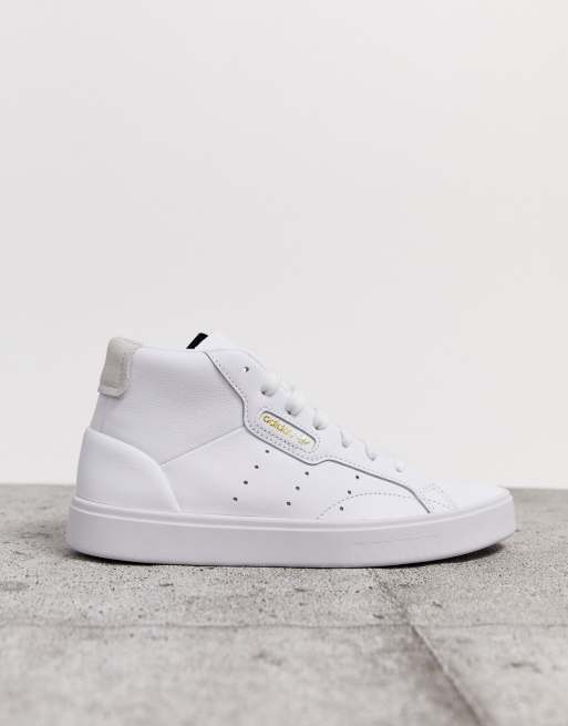 Adidas originals sleek mid top 2025 trainers in white and grey