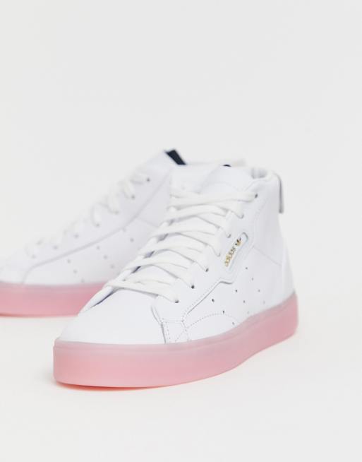 Adidas sleek white sales and pink