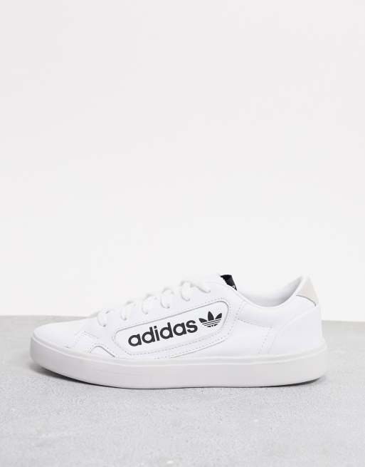 Adidas originals sleek over branded trainers in on sale white