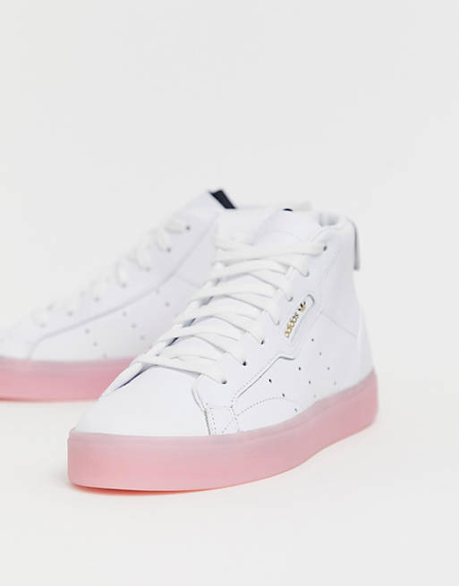 adidas Originals - Sleek - Sneakers alte bianche e rosa حسين ياسين