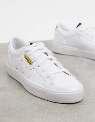 adidas originals white sleek sneakers