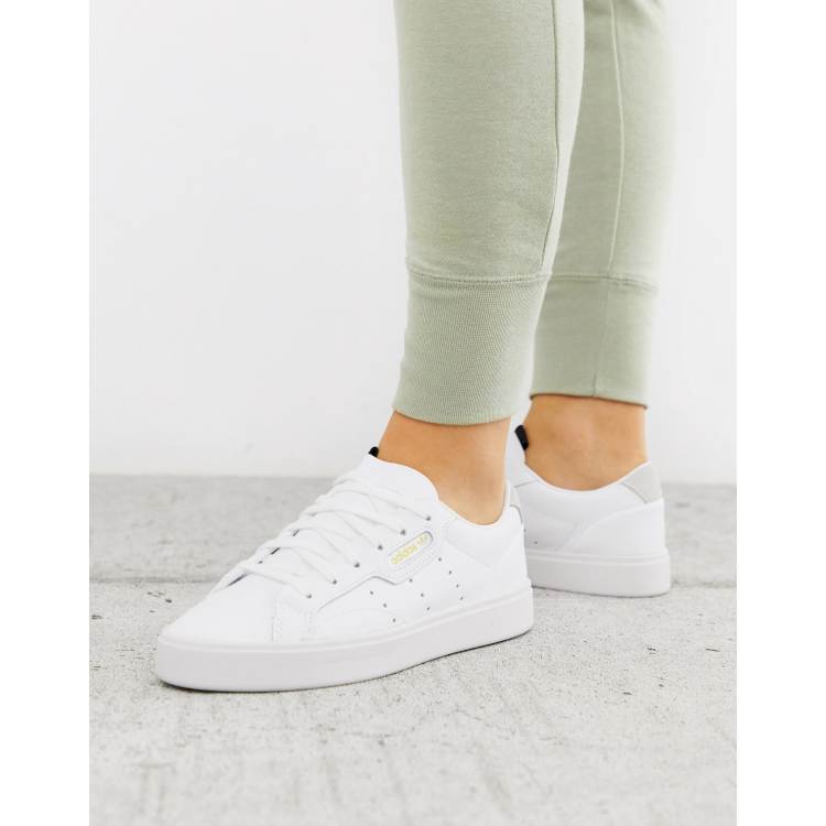 Adidas sleek series low on sale white