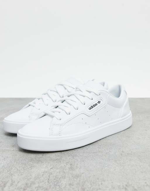 Adidas originals on sale white sleek sneakers