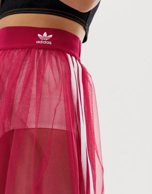 adidas originals sleek mesh tulle track jacket in pink