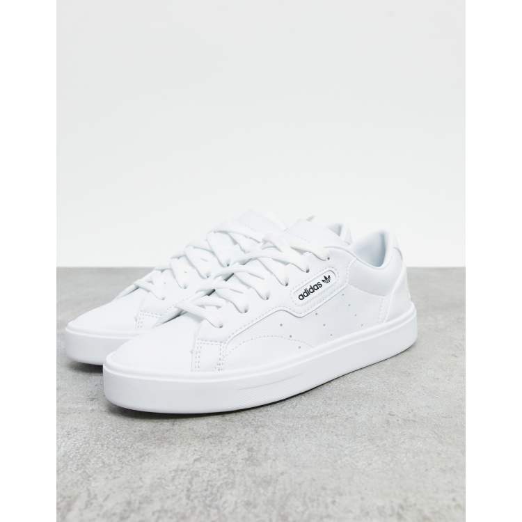 Adidas originals embroidered outlet sleek trainers in white