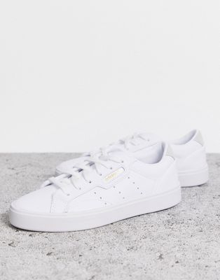 adidas leather trainers white