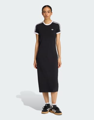 adidas Originals - Slim-Fit-Kleid in Schwarz / Weiß mit den 3 Streifen