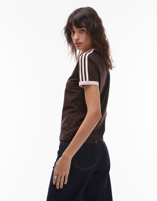 adidas Originals – Slim-Fit-T-Shirt in Braun und Rosa, 3 von 4
