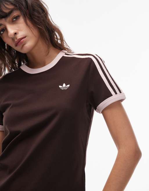 adidas Originals – Slim-Fit-T-Shirt in Braun und Rosa, 4 von 4