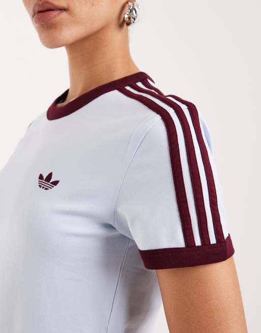 adidas Originals – Slim-Fit-T-Shirt in Hellblau und Kastanienbraun, 2 von 4