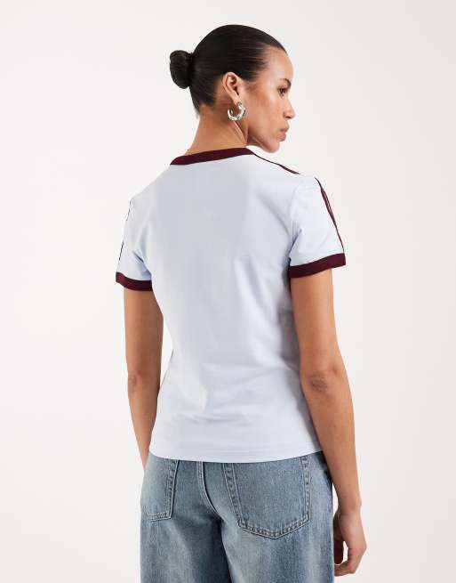 adidas Originals – Slim-Fit-T-Shirt in Hellblau und Kastanienbraun, 4 von 4