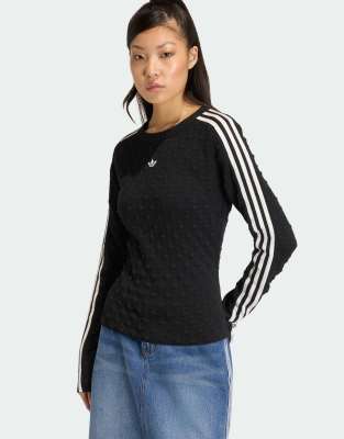 adidas Originals - Slim Solid Spike - Strick-Sweatshirt in Schwarz