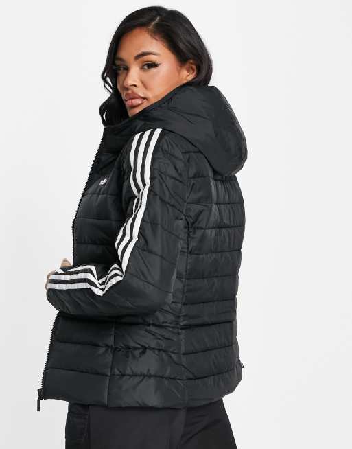 adidas Originals slim trefoil puffer jacket in black