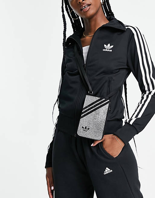indre Fjern etisk adidas Originals - Sølvfarvet mini-taske med crossbody-rem, tre striber og  krystaludsmykning | ASOS