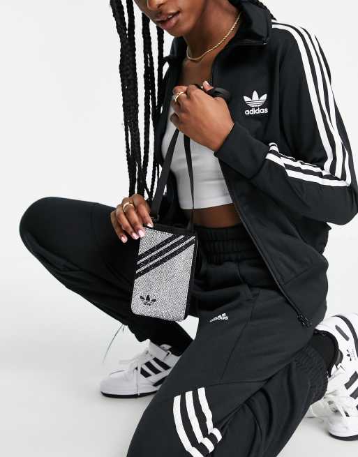 adidas Originals - Sølvfarvet mini-taske med crossbody-rem, tre striber og |