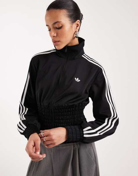 adidas Originals smocked Firebird track top in black