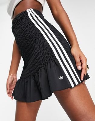 adidas Originals smocked skirt in black