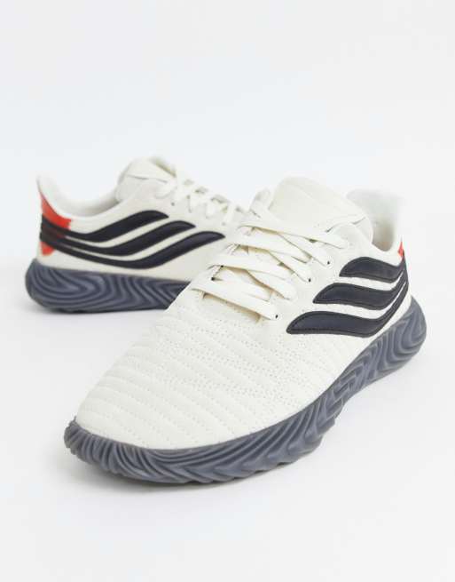 Adidas originals sobakov trainers in white 2025 with gum sole