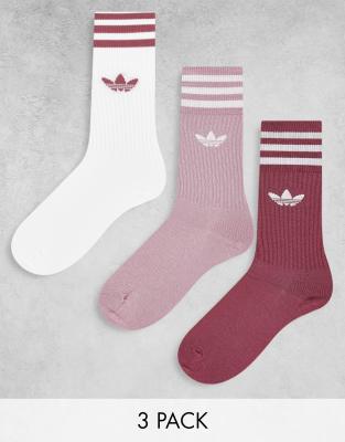 adidas Originals – Socken mit den drei Streifen und Dreiblatt-Logo in Rosa