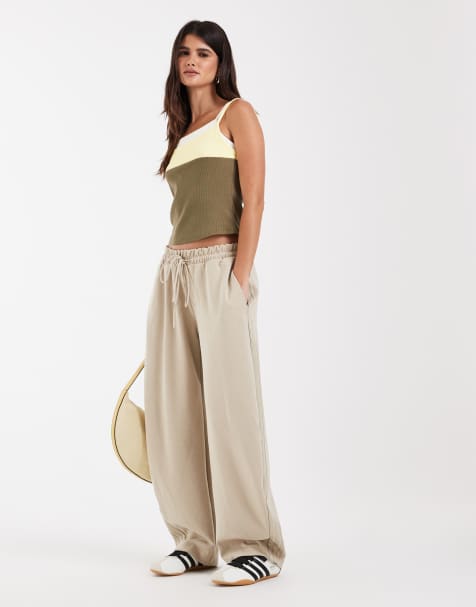 adidas Originals soft touch barrel leg pants in light khaki - view 1