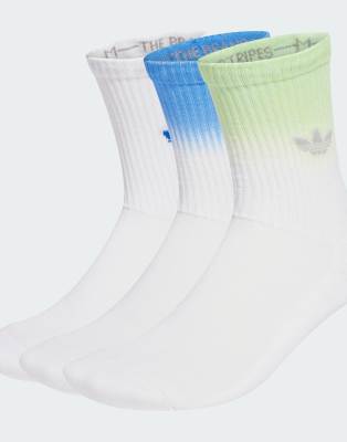 adidas Originals - Solid - 3er-Pack Crew-Socken in Weiß / Pulse Lime / Blau