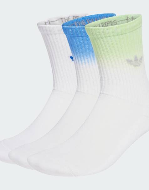 adidas Originals – Solid – 3er-Pack Crew-Socken in Weiß / Pulse Lime / Blau - view 1