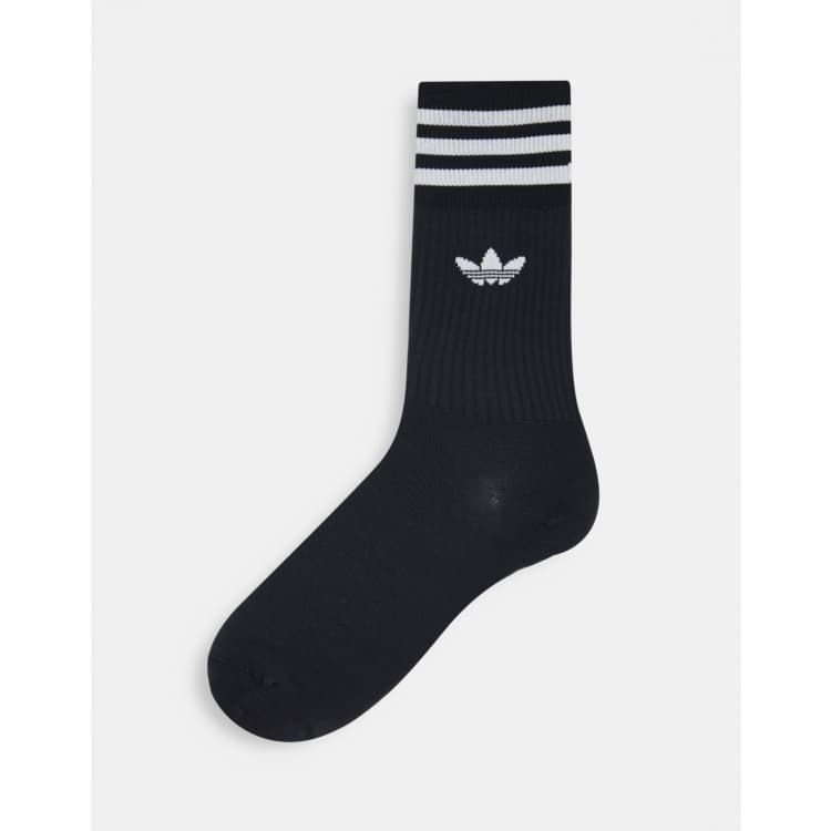 Adidas solid crew socks on sale black