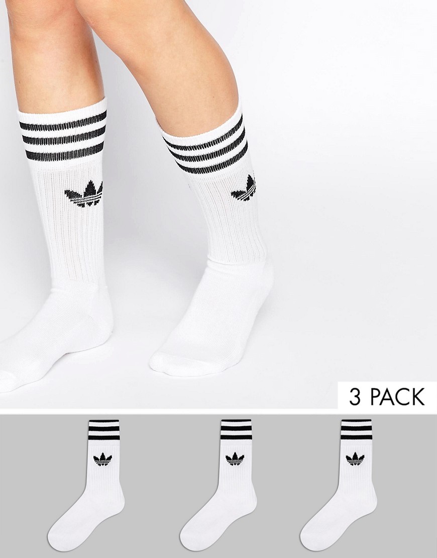 Adidas Originals solid crew socks-White