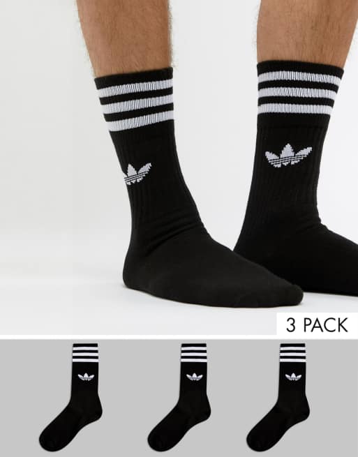 adidas Originals – Solid – Zestaw 3 par czarnych skarpetek
