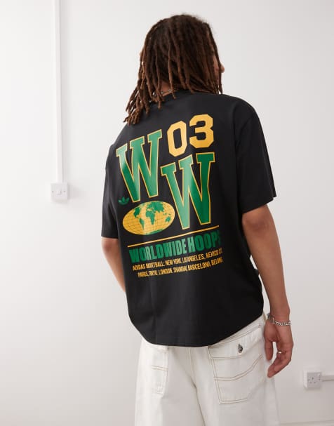 adidas Originals - Sort T-shirt med grafisk basketball-print - view 1