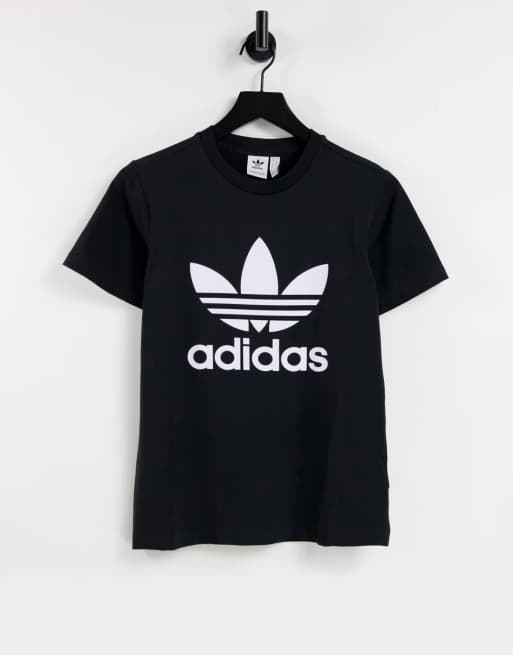 adidas Originals - Sort t-shirt med stor trekløver