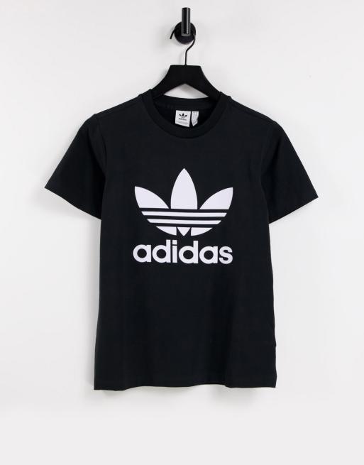 adidas Originals - Sort t-shirt med stor trekløver
