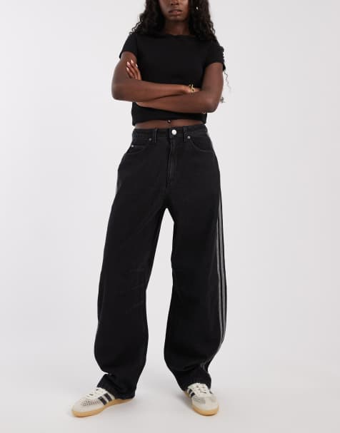 adidas Originals - Sorte jeans med barrel-ben - view 1
