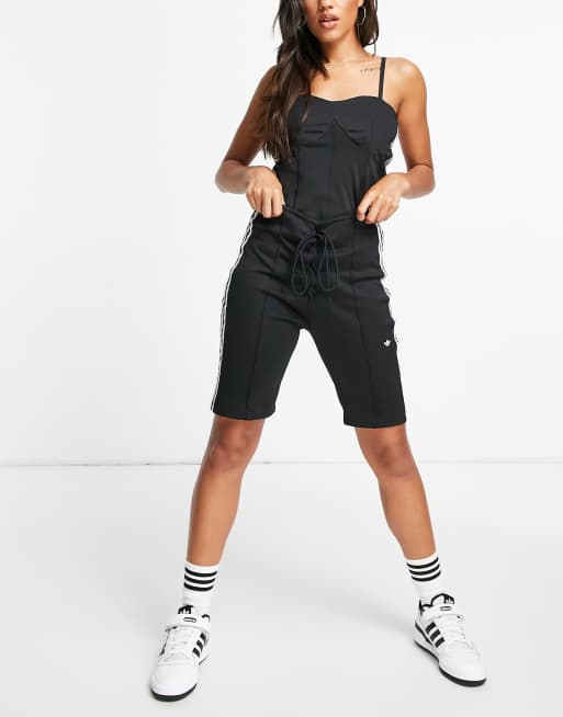 adidas Originals - Sorte korset-leggingsshorts med tre striber 