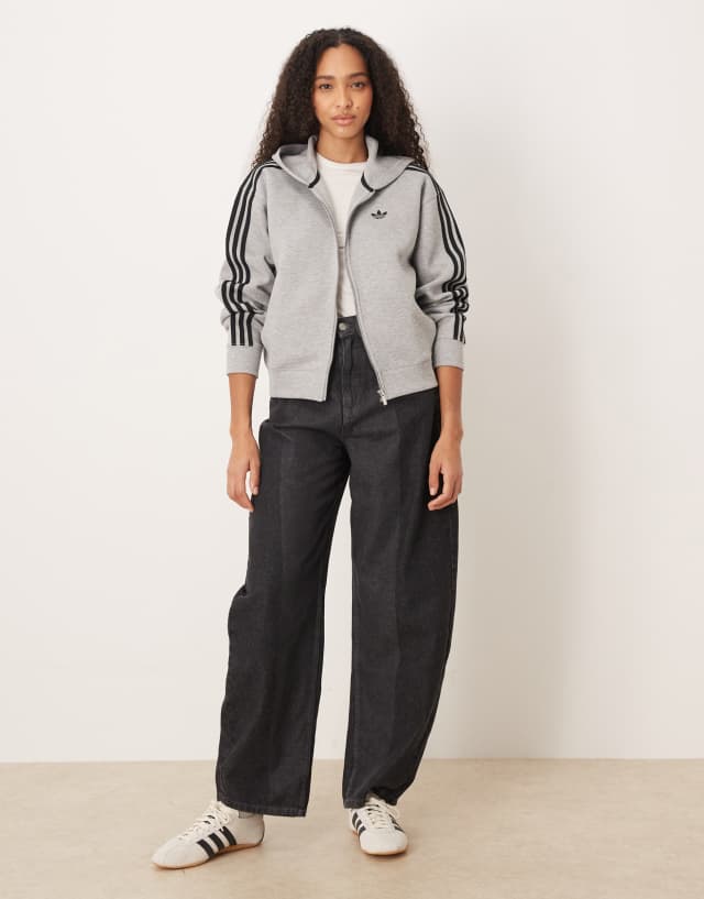 adidas Originals spacer zip through hoodie in grey | ASOS