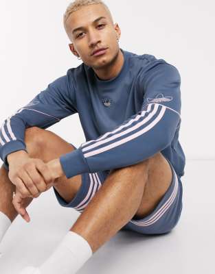 adidas originals spirit sweatshirt with central trefoil in blue