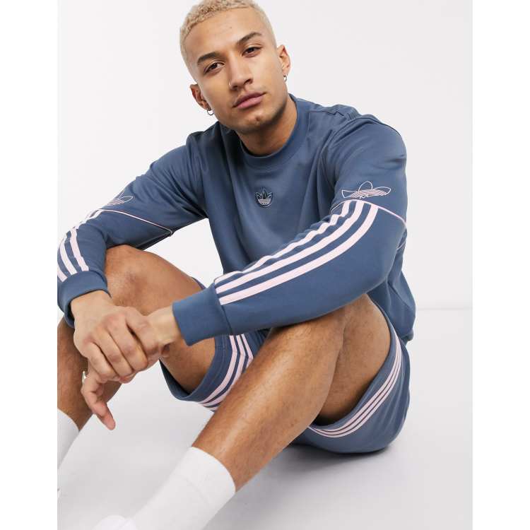 Adidas originals spirit sweatshirt with central trefoil in blue clearance